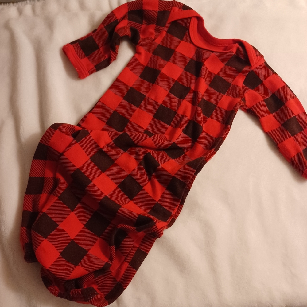 Red Plaid Preemie Baby Boys body suit HB